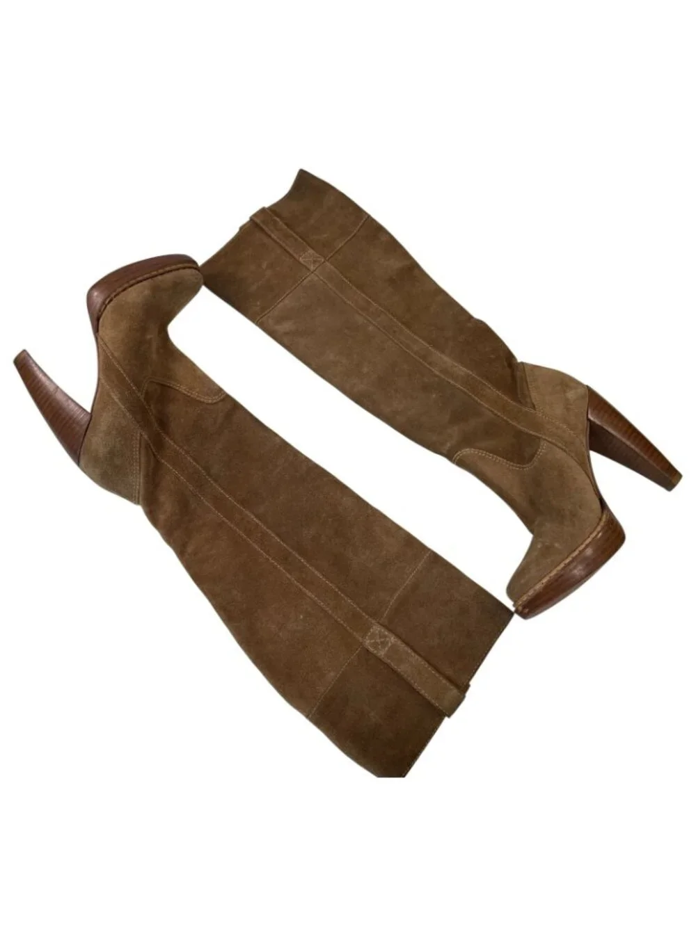 Michael Kors Suede Leather Heeled Boots 5.5 M Tan Knee High Minimalist Preppy